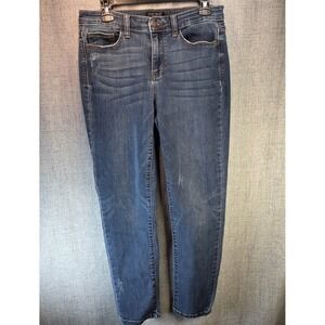 Judy Blue Jeans Womens 9/29 Relaxed Fit Mid Rise Distressed Stretch Denim Preppy